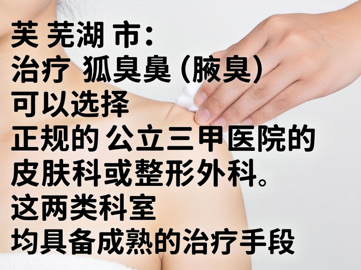 在芜湖市，治疗狐臭（腋臭）可以选择正规的公立三甲医院的皮肤科或整形外科。这两类科室均具备成熟的治疗手段