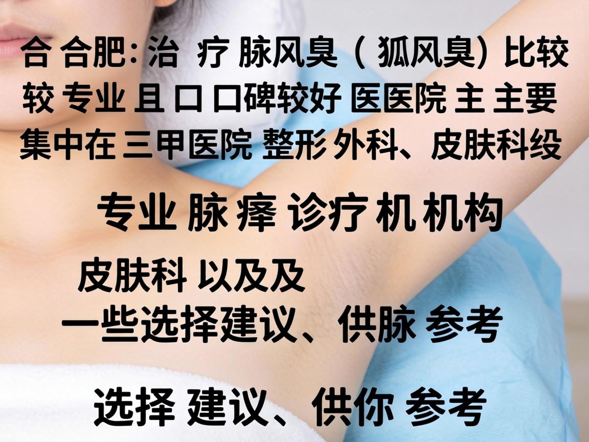 在合肥，治疗腋臭（狐臭）比较专业且口碑较好的医院主要集中在三甲医院的整形外科、皮肤科以及专业腋臭诊疗机构。以下是一些选择建议，供你参考