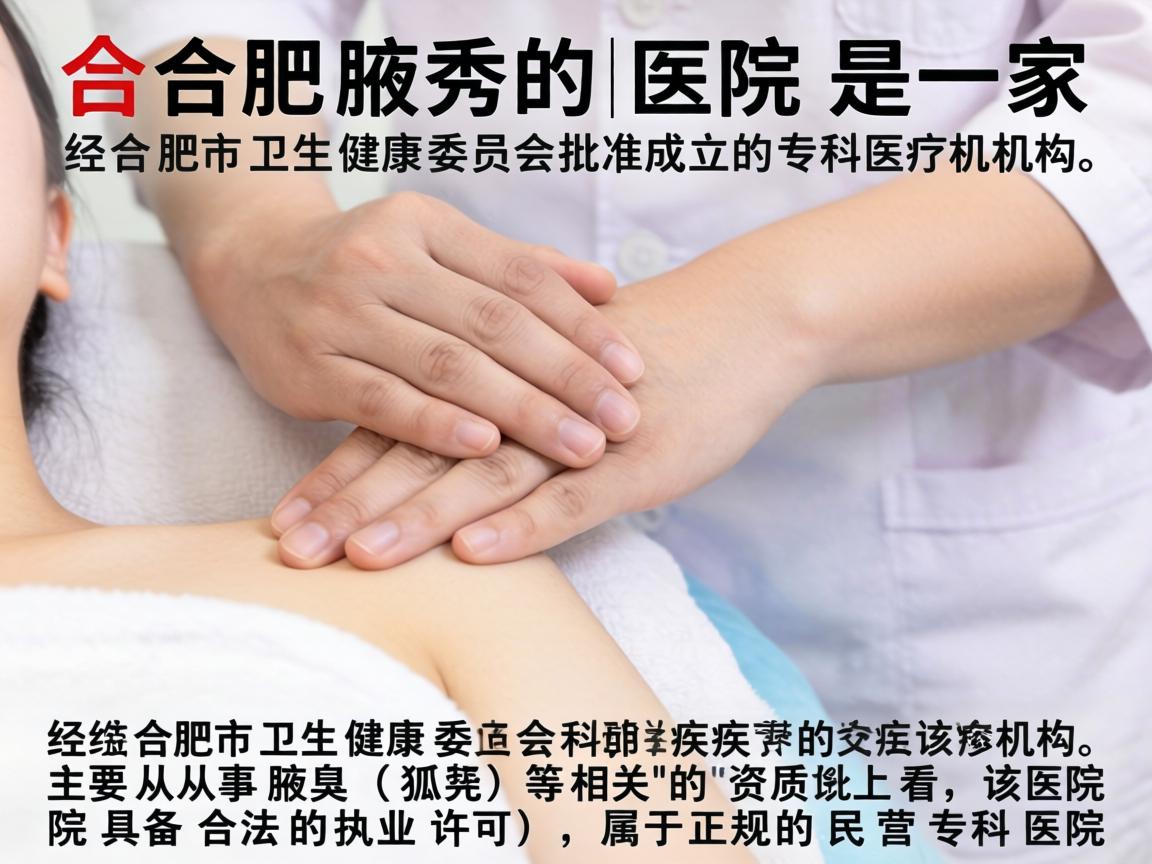 合肥腋秀医院是一家经合肥市卫生健康委员会批准成立的专科医疗机构，主要从事腋臭（狐臭）等相关疾病的诊疗。从资质上看，该医院具备合法的执业许可，属于正规的民营专科医院