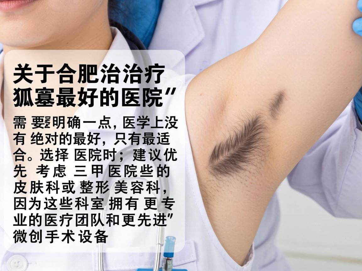 关于合肥治疗狐臭最好的医院,需要明确一点,医学上没有绝对的最好,只有最适合。选择医院时,建议优先考虑三甲医院的皮肤科或整形美容科,因为这些科室拥有更专业的医疗团队和更先进的微创手术设备 关于合肥治疗狐臭最好的医院,需要明确一点,医学上没有绝对的最好,只有最适合。选择医院时,建议优先考虑三甲医院的皮肤科或整形美容科,因为这些科室拥有更专业的医疗团队和更先进的微创手术设备