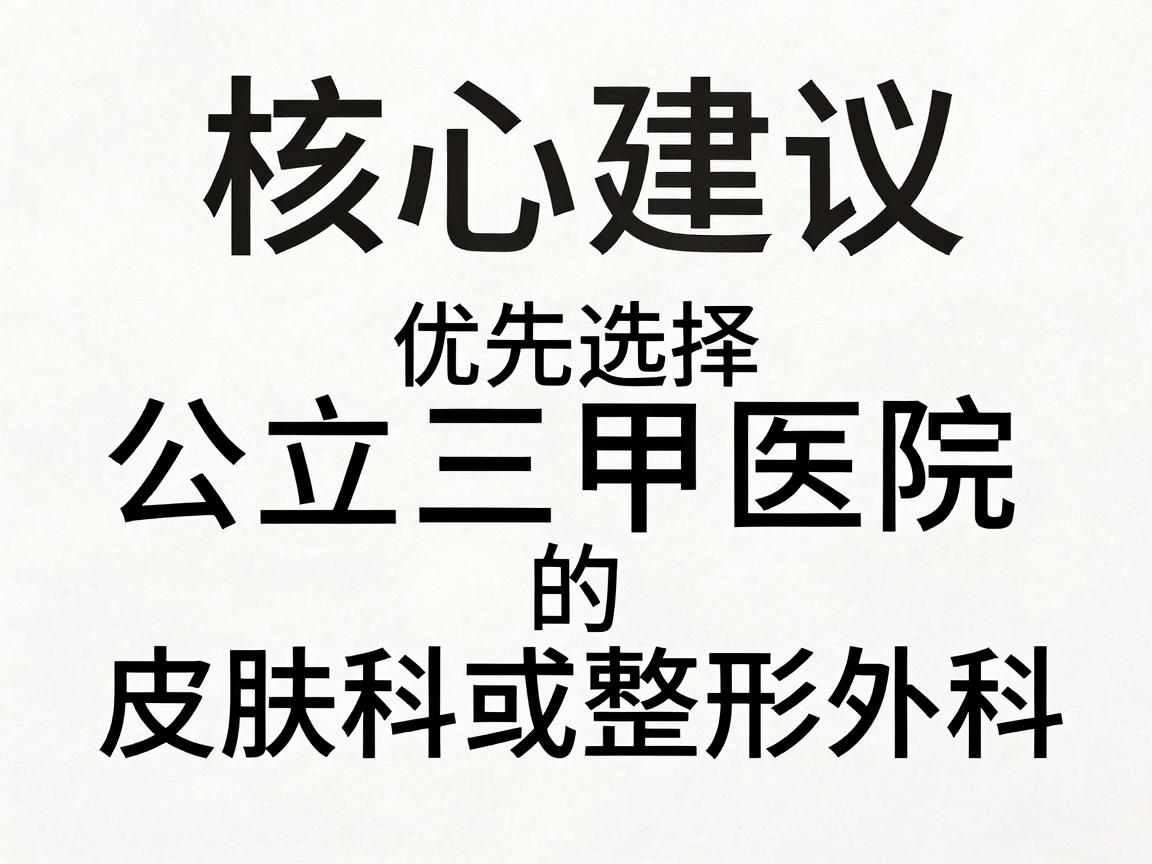 核心建议，优先选择公立三甲医院的皮肤科或整形外科