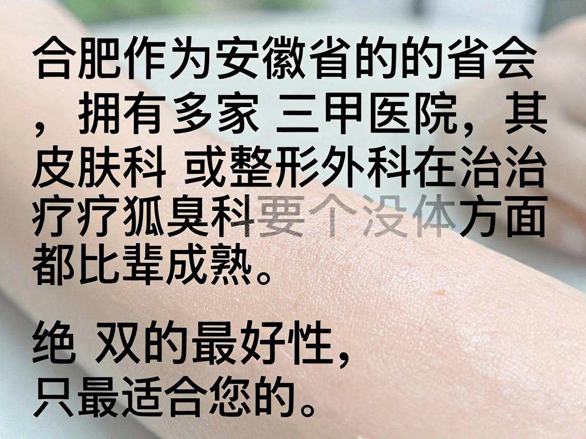 合肥作为安徽省的省会，拥有多家三甲医院，其皮肤科或整形外科在治疗狐臭方面都比较成熟。需要说明的是，医疗问题具有个体差异性，没有绝对的最好，只有最适合您的