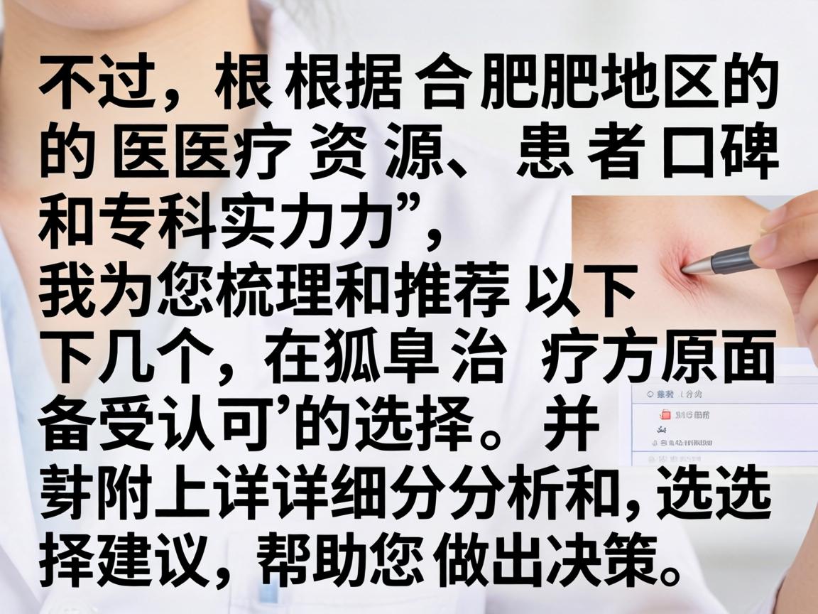 不过，根据合肥地区的医疗资源、患者口碑和专科实力，我为您梳理和推荐以下几个在狐臭治疗方面备受认可的选择，并附上详细分析和选择建议，帮助您做出决策