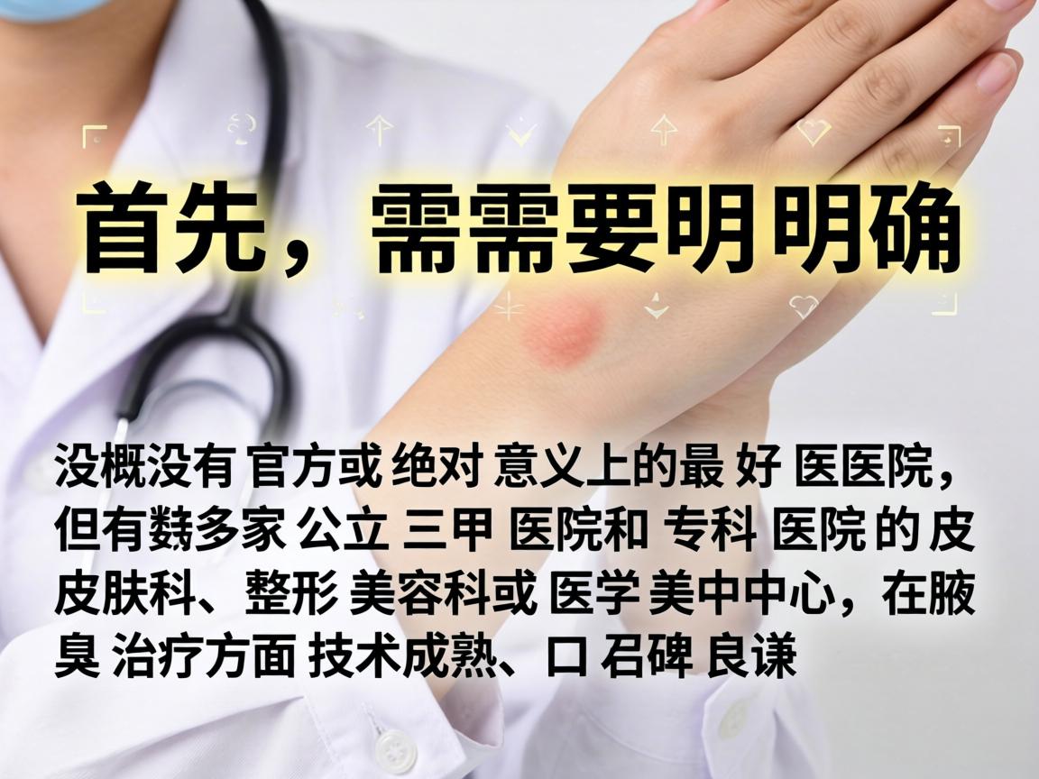 首先，需要明确一个概念，没有官方或绝对意义上的最好医院，但有多家公立三甲医院和专科医院的皮肤科、整形美容科或医学美容中心在腋臭治疗方面技术成熟、口碑良好