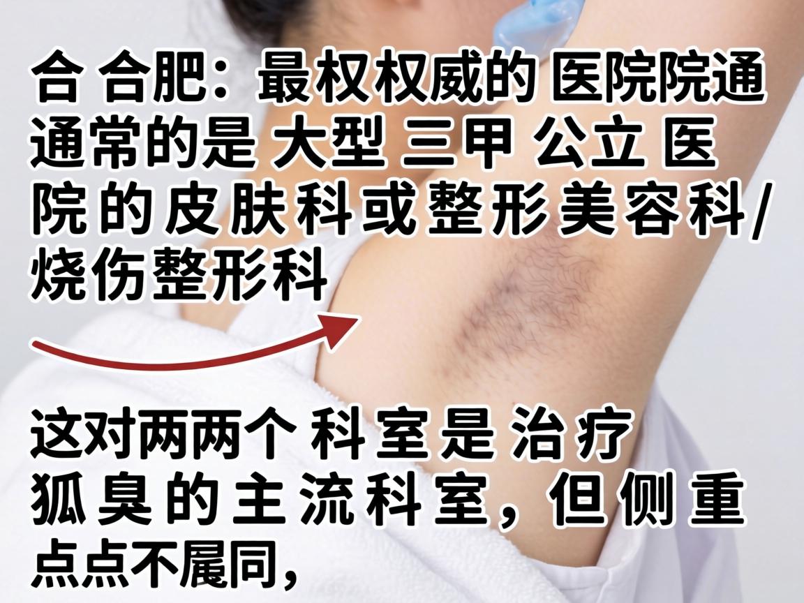 在合肥,最权威的医院通常是大型三甲公立医院的皮肤科或整形美容科/烧伤整形科。这两个科室是治疗狐臭的主流科室,但侧重点不同 在合肥,最权威的医院通常是大型三甲公立医院的皮肤科或整形美容科/烧伤整形科。这两个科室是治疗狐臭的主流科室,但侧重点不同