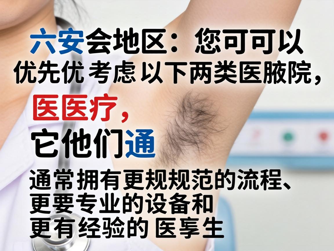 在六安地区,您可以优先考虑以下两类医院,它们通常拥有更规范的流程、更专业的设备和更有经验的医生 在六安地区,您可以优先考虑以下两类医院,它们通常拥有更规范的流程、更专业的设备和更有经验的医生