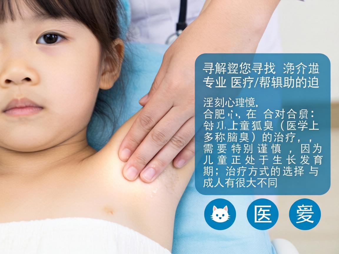 理解您为孩子寻找专业医疗帮助的迫切心情。在合肥,针对儿童狐臭(医学上多称腋臭)的治疗,需要特别谨慎,因为儿童正处于生长发育期,治疗方式的选择与成人有很大不同 理解您为孩子寻找专业医疗帮助的迫切心情。在合肥,针对儿童狐臭(医学上多称腋臭)的治疗,需要特别谨慎,因为儿童正处于生长发育期,治疗方式的选择与成人有很大不同