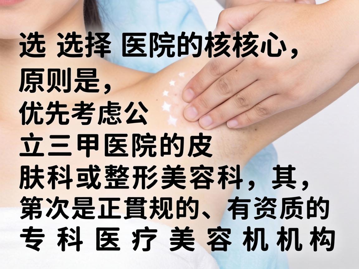 选择医院的核心原则是，优先考虑公立三甲医院的皮肤科或整形美容科，其次是正规的、有资质的专科医疗美容机构