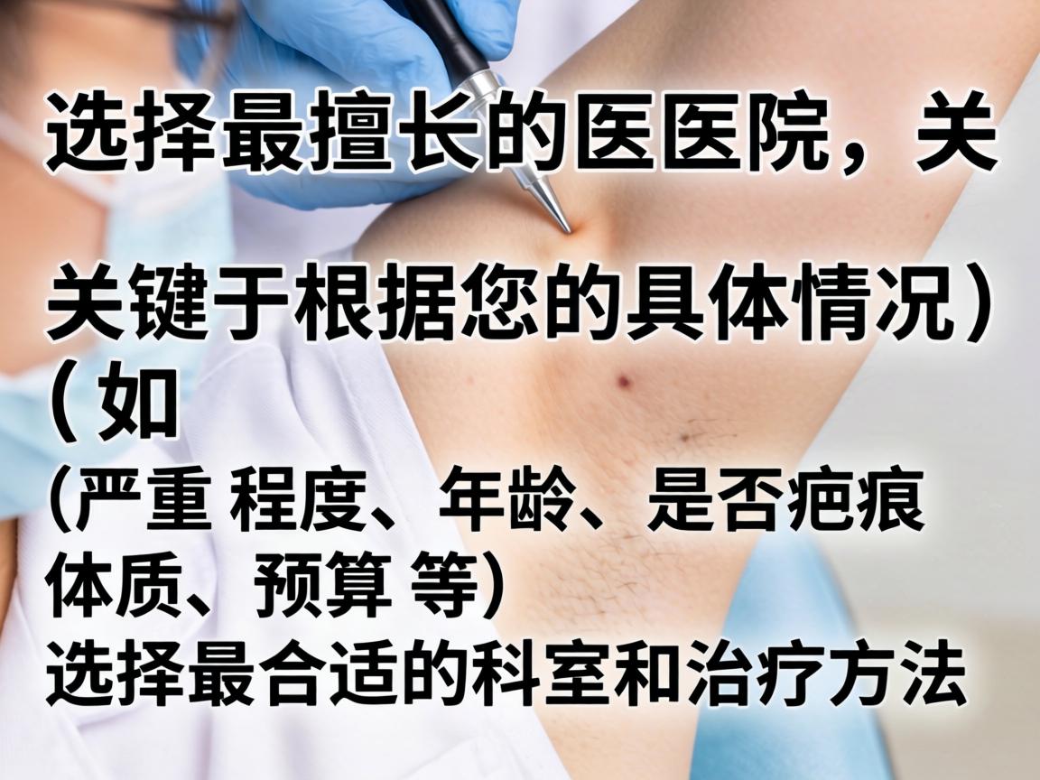 选择最擅长的医院，关键在于根据您的具体情况（如严重程度、年龄、是否疤痕体质、预算等）选择最合适的科室和治疗方法