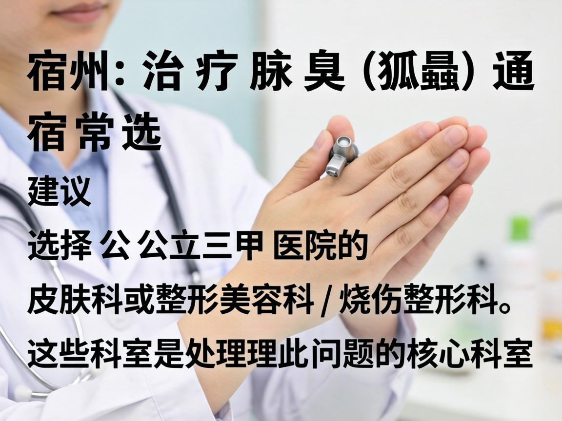 在宿州，治疗腋臭（狐臭）通常建议选择公立三甲医院的皮肤科或整形美容科/烧伤整形科。这些科室是处理此问题的核心科室