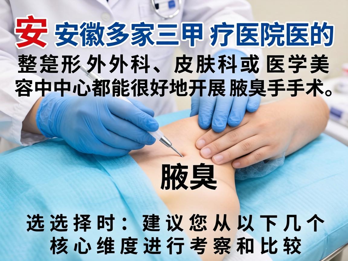 在安徽，多家三甲医院的整形外科、皮肤科或医学美容中心都能很好地开展腋臭手术。选择时，建议您从以下几个核心维度进行考察和比较