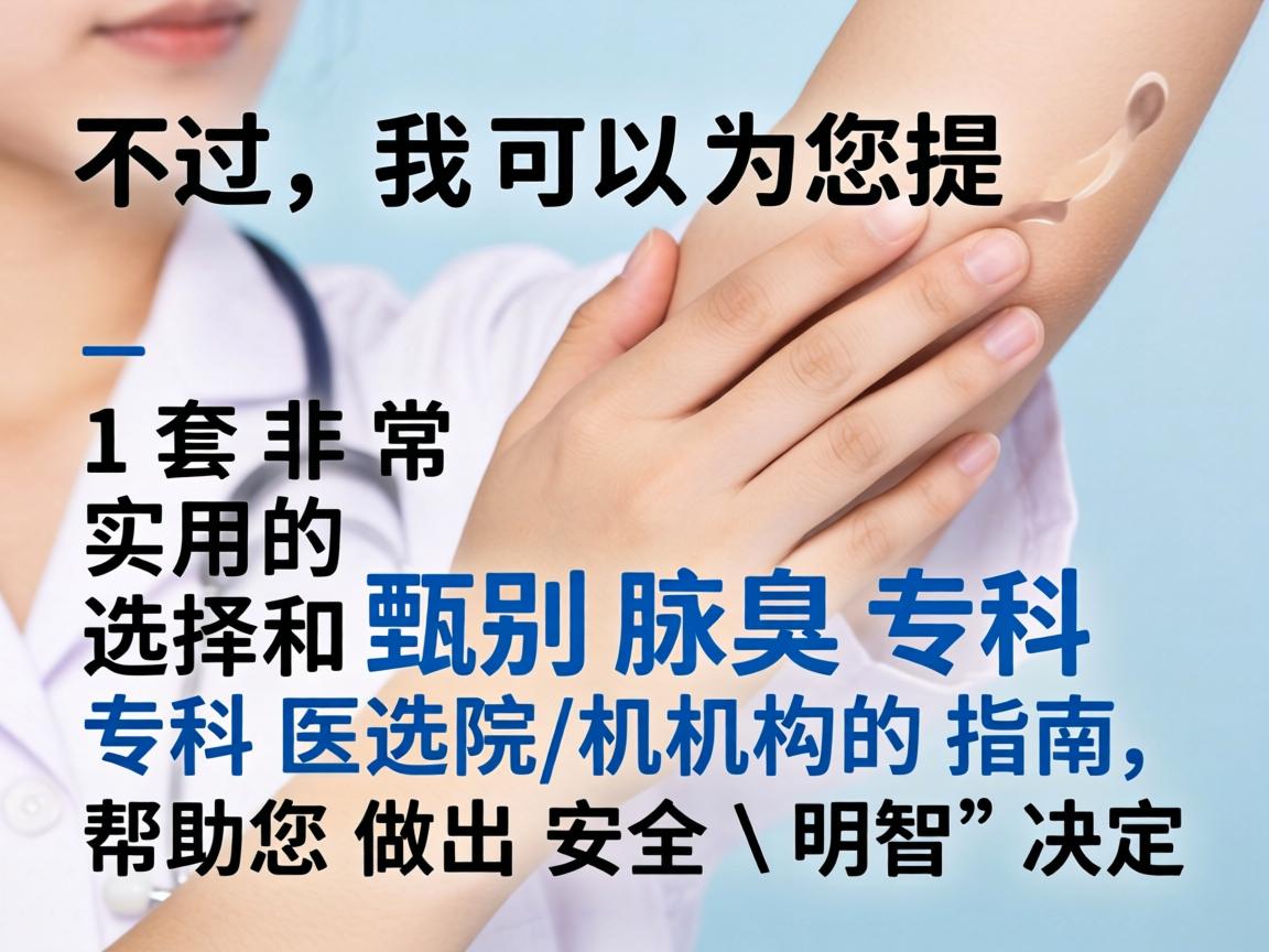 不过，我可以为您提供一套非常实用的 选择和甄别腋臭专科医院/机构的指南，帮助您做出安全、明智的决定