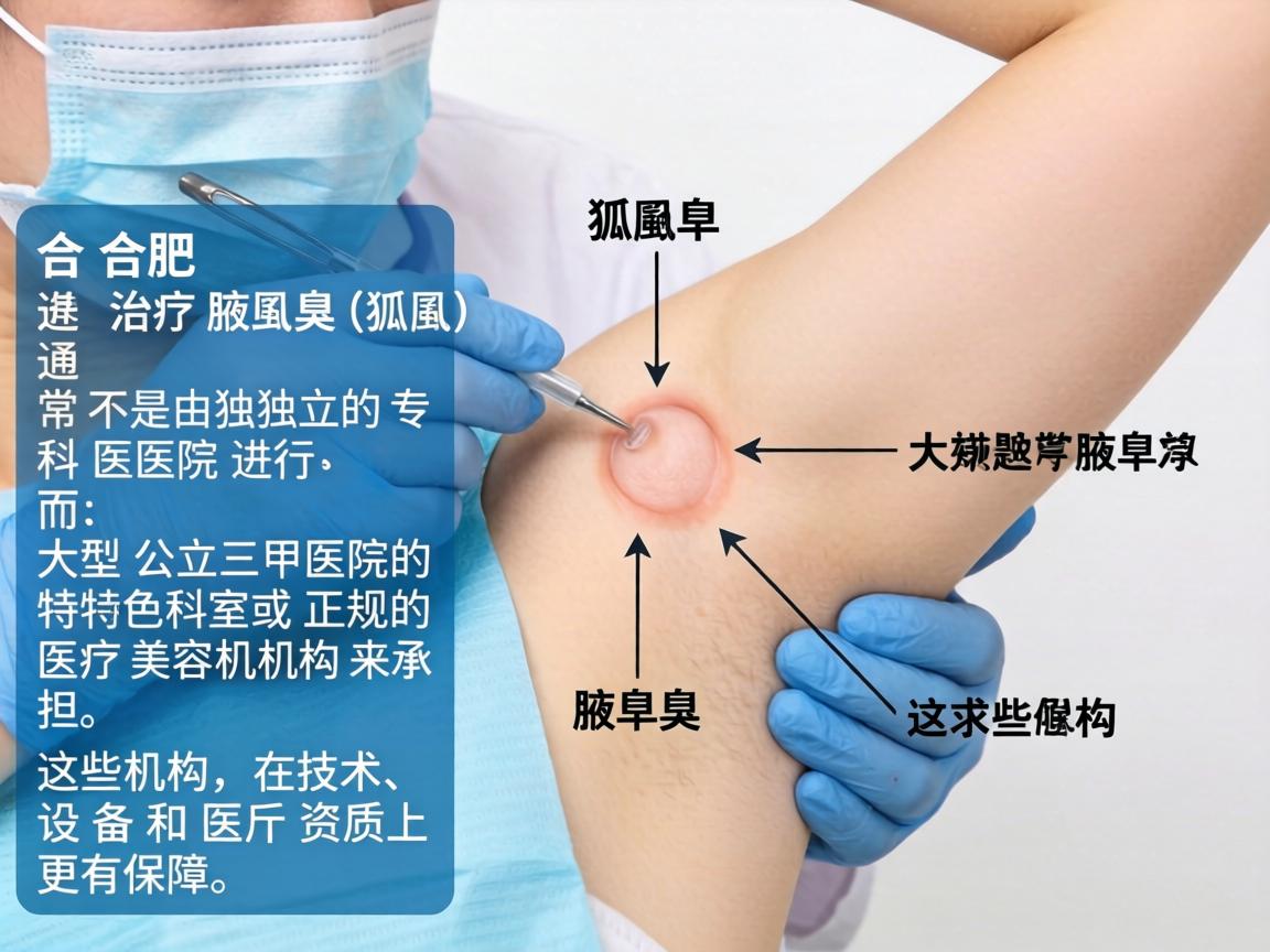 在合肥，治疗腋臭（狐臭）通常不是由独立的专科医院进行，而是大型公立三甲医院的特色科室或正规的医疗美容机构来承担。这些机构在技术、设备和医生资质上更有保障