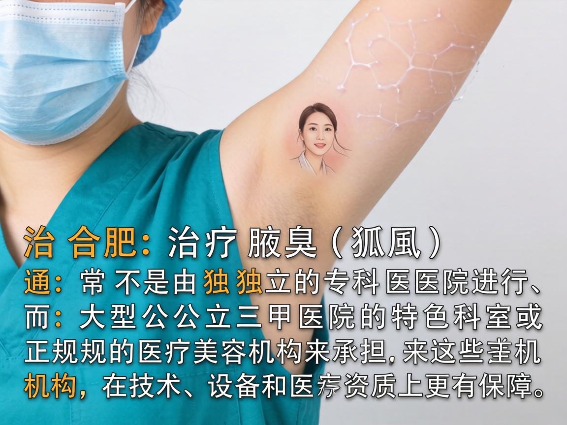 在合肥，治疗腋臭（狐臭）通常不是由独立的专科医院进行，而是大型公立三甲医院的特色科室或正规的医疗美容机构来承担。这些机构在技术、设备和医生资质上更有保障