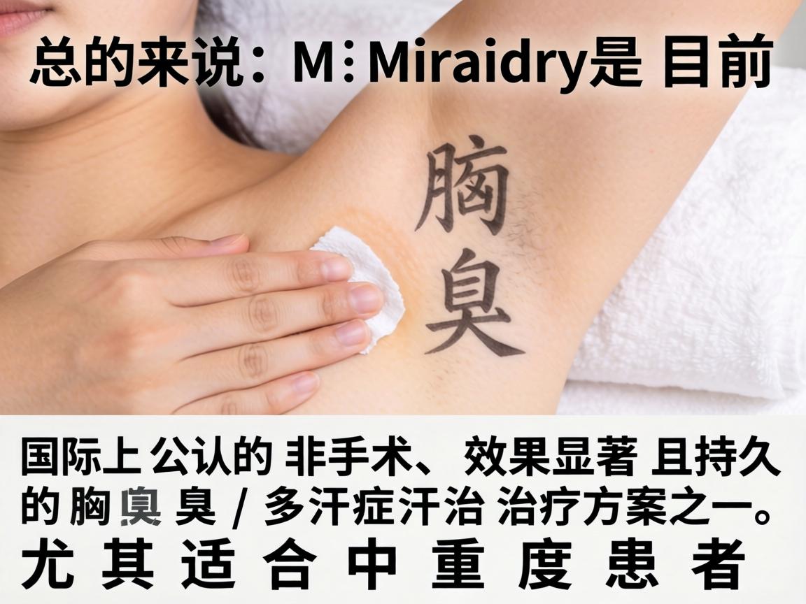 总的来说，Miradry是目前国际上公认的非手术、效果显著且持久的腋臭/多汗症治疗方案之一，尤其适合中重度患者