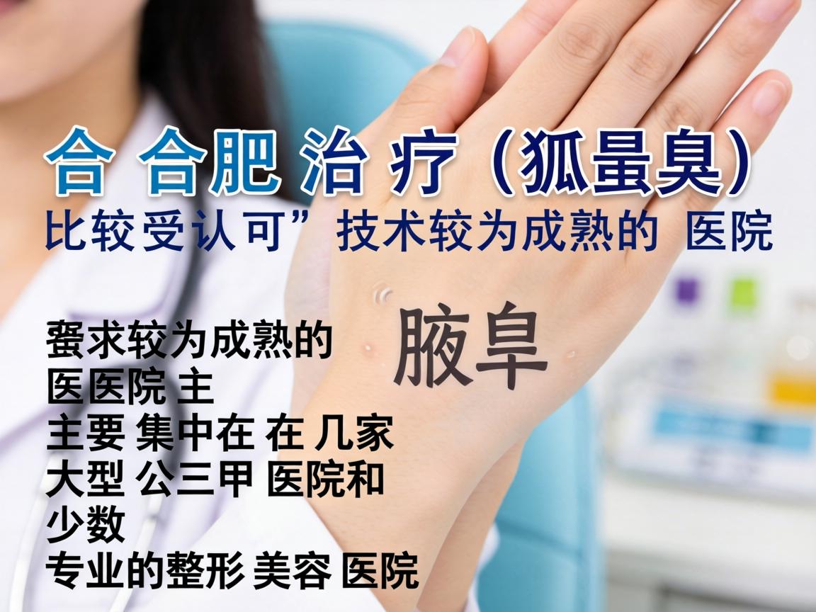 在合肥，治疗腋臭（狐臭）比较受认可、技术较为成熟的医院主要集中在几家大型公立三甲医院和少数专业的整形美容医院