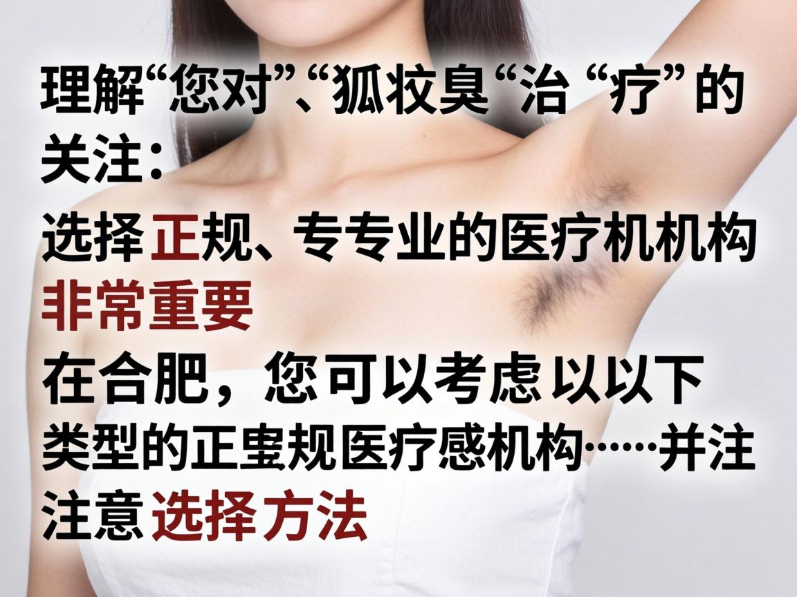 理解您对狐臭治疗的关注,选择正规、专业的医疗机构非常重要。在合肥,您可以考虑以下类型的正规医疗机构,并注意选择方法 理解您对狐臭治疗的关注,选择正规、专业的医疗机构非常重要。在合肥,您可以考虑以下类型的正规医疗机构,并注意选择方法
