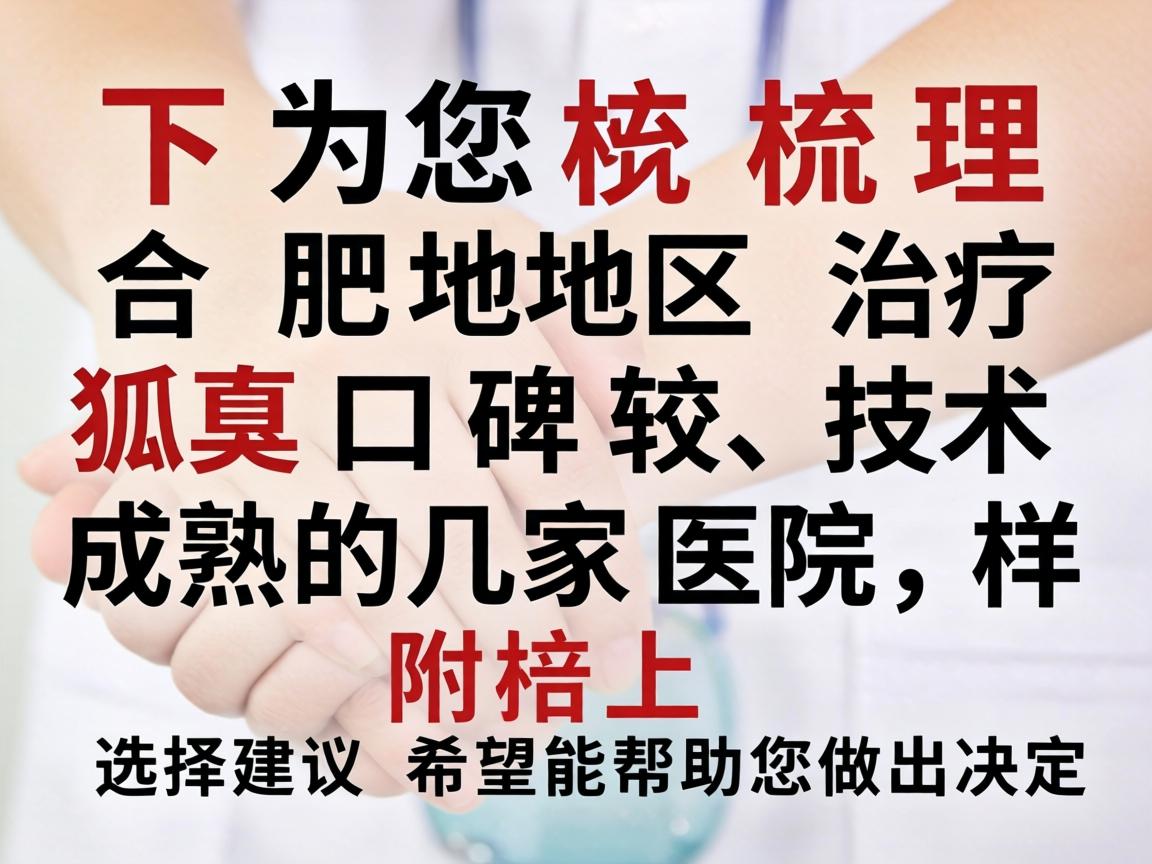 以下为您梳理合肥地区治疗狐臭口碑较好、技术成熟的几家医院,并附上选择建议,希望能帮助您做出决定 以下为您梳理合肥地区治疗狐臭口碑较好、技术成熟的几家医院,并附上选择建议,希望能帮助您做出决定