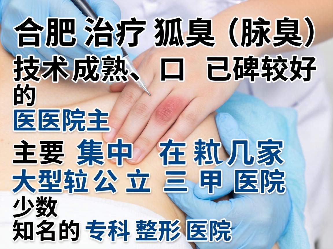 在合肥，治疗狐臭（腋臭）技术成熟、口碑较好的医院主要集中在几家大型公立三甲医院和少数知名的专科整形医院