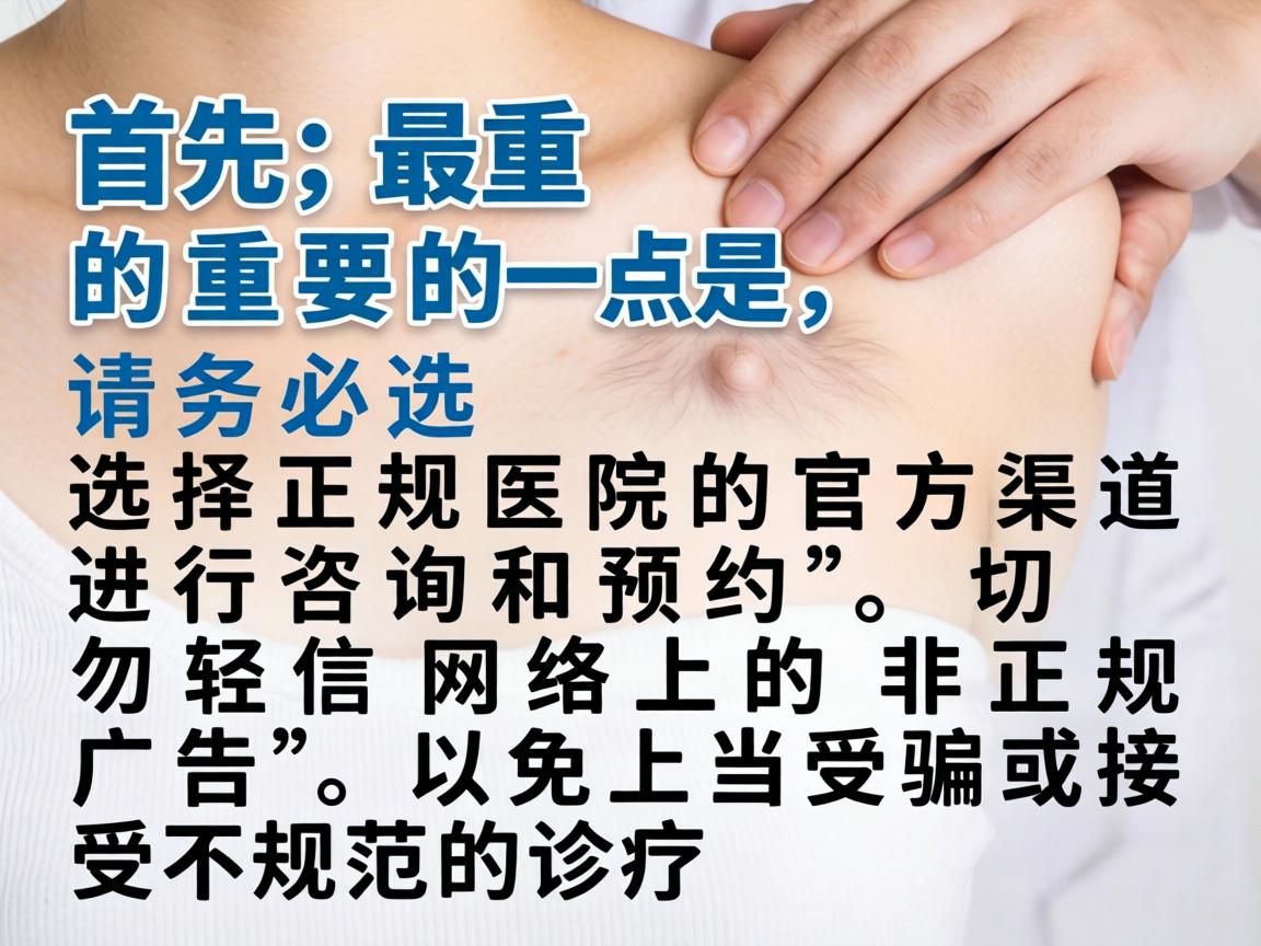 首先，最重要的一点是，请务必选择正规医院的官方渠道进行咨询和预约，切勿轻信网络上的非正规广告，以免上当受骗或接受不规范的诊疗