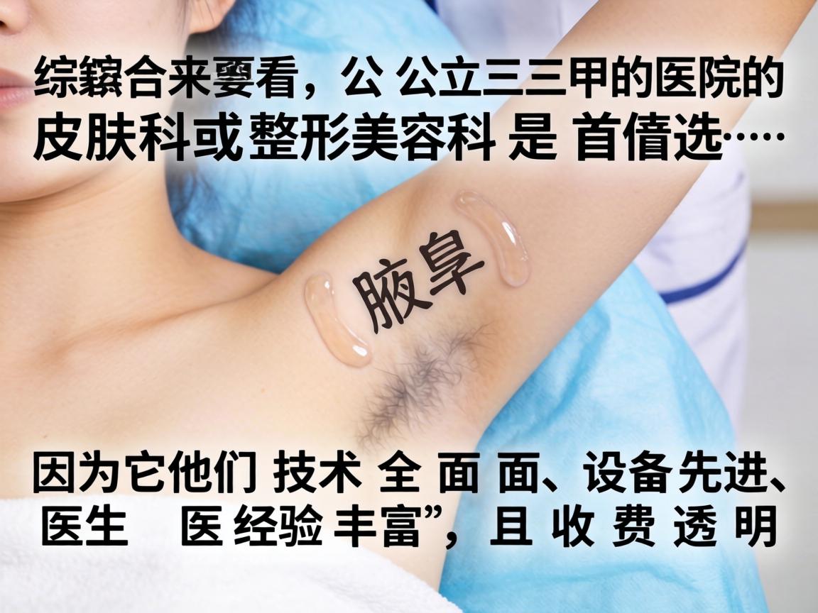 综合来看，公立三甲医院的皮肤科或整形美容科是首选，因为它们技术全面、设备先进、医生经验丰富，且收费透明