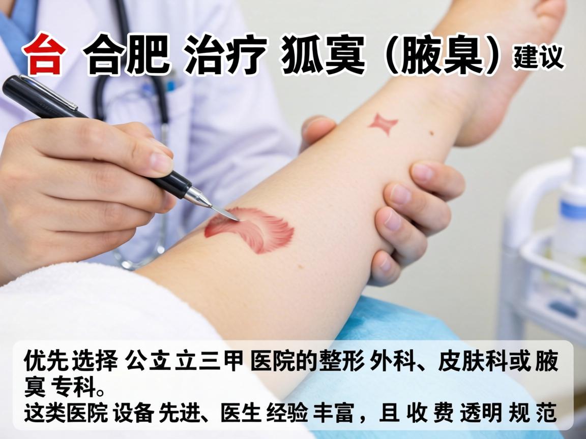 在合肥,治疗狐臭(腋臭)建议优先选择公立三甲医院的整形外科、皮肤科或腋臭专科。这类医院设备先进、医生经验丰富,且收费透明规范 在合肥,治疗狐臭(腋臭)建议优先选择公立三甲医院的整形外科、皮肤科或腋臭专科。这类医院设备先进、医生经验丰富,且收费透明规范