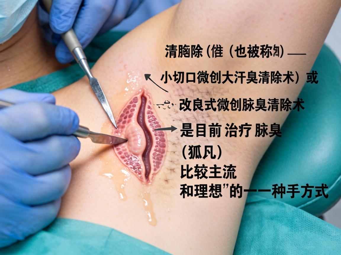 小切口潜行汗腺清除术（也被称为 小切口微创大汗腺清除术 或 改良式微创腋臭清除术）是目前治疗腋臭（狐臭）比较主流和理想的一种手术方式