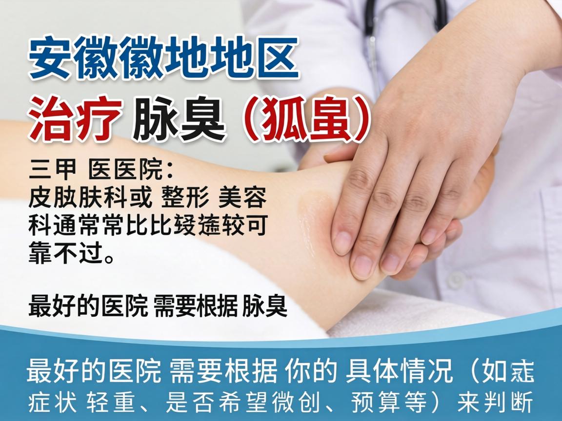 在安徽地区，治疗腋臭（狐臭）三甲医院的皮肤科或整形美容科通常比较可靠。不过，最好的医院需要根据你的具体情况（如症状轻重、是否希望微创、预算等）来判断