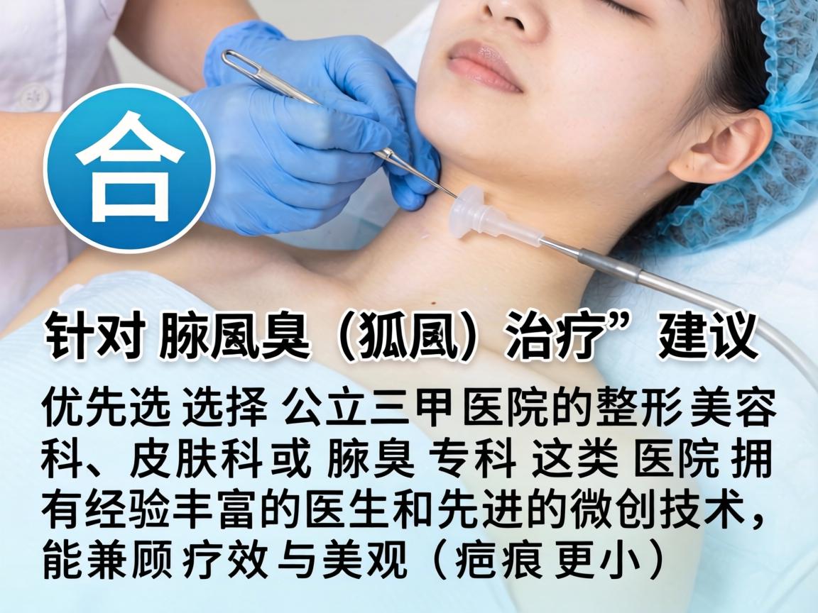 在合肥，针对腋臭（狐臭）的治疗，建议优先选择公立三甲医院的整形美容科、皮肤科或腋臭专科。这类医院拥有经验丰富的医生和先进的微创技术，能兼顾疗效与美观（疤痕更小）