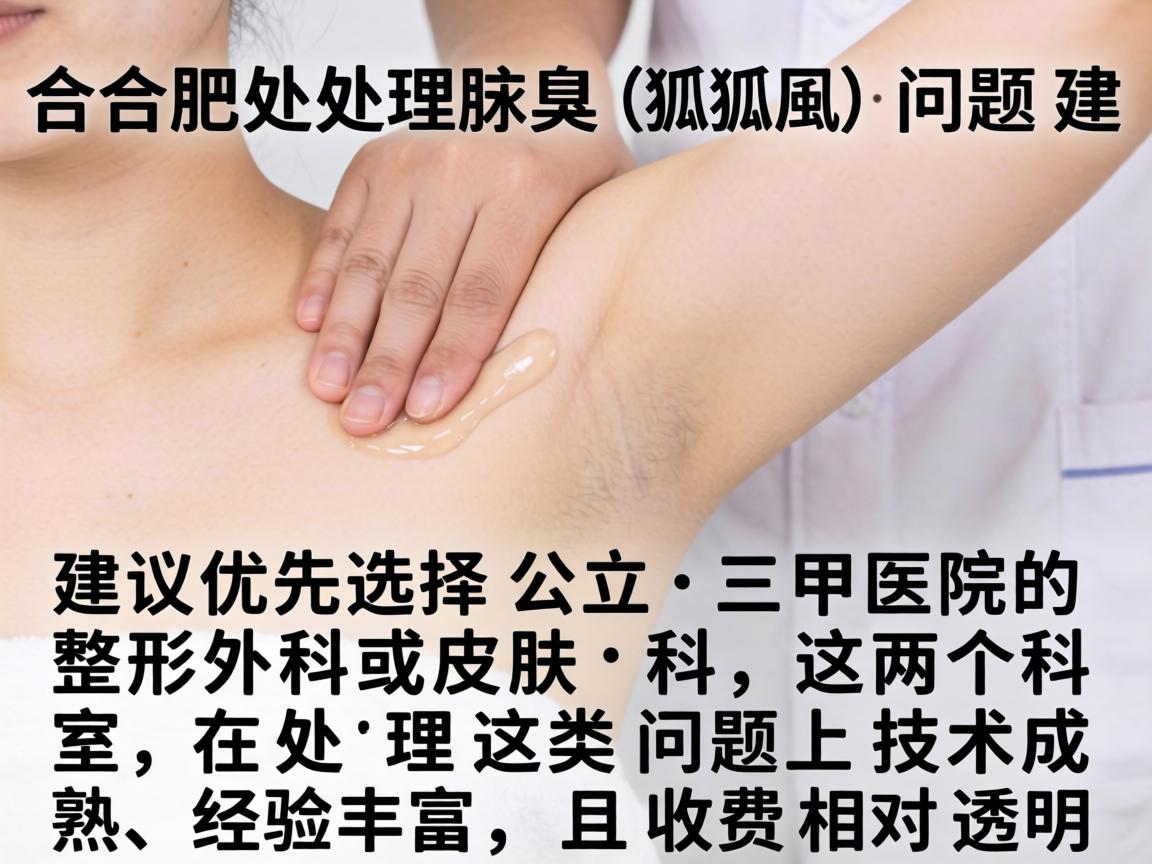在合肥，处理腋臭（狐臭）问题，建议优先选择公立三甲医院的整形外科或皮肤科，这两个科室在处理这类问题上技术成熟、经验丰富，且收费相对透明
