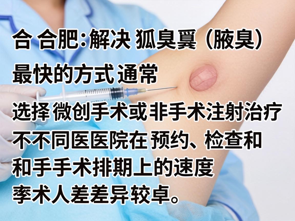 在合肥，解决狐臭（腋臭）最快的方式通常是选择微创手术或非手术注射治疗。不同医院在预约、检查和手术排期上的速度差异较大