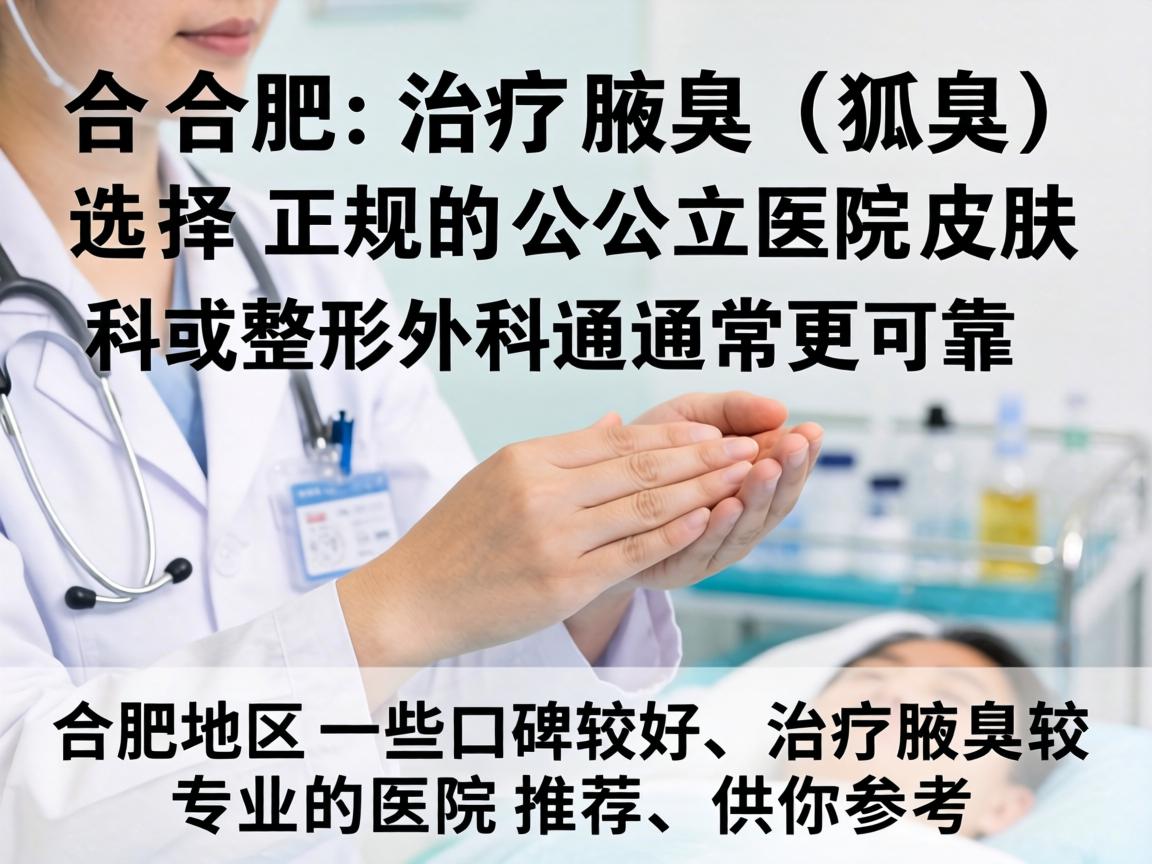 在合肥，治疗腋臭（狐臭）选择正规的公立医院皮肤科或整形外科通常更可靠。以下是合肥地区一些口碑较好、治疗腋臭较专业的医院推荐，供你参考