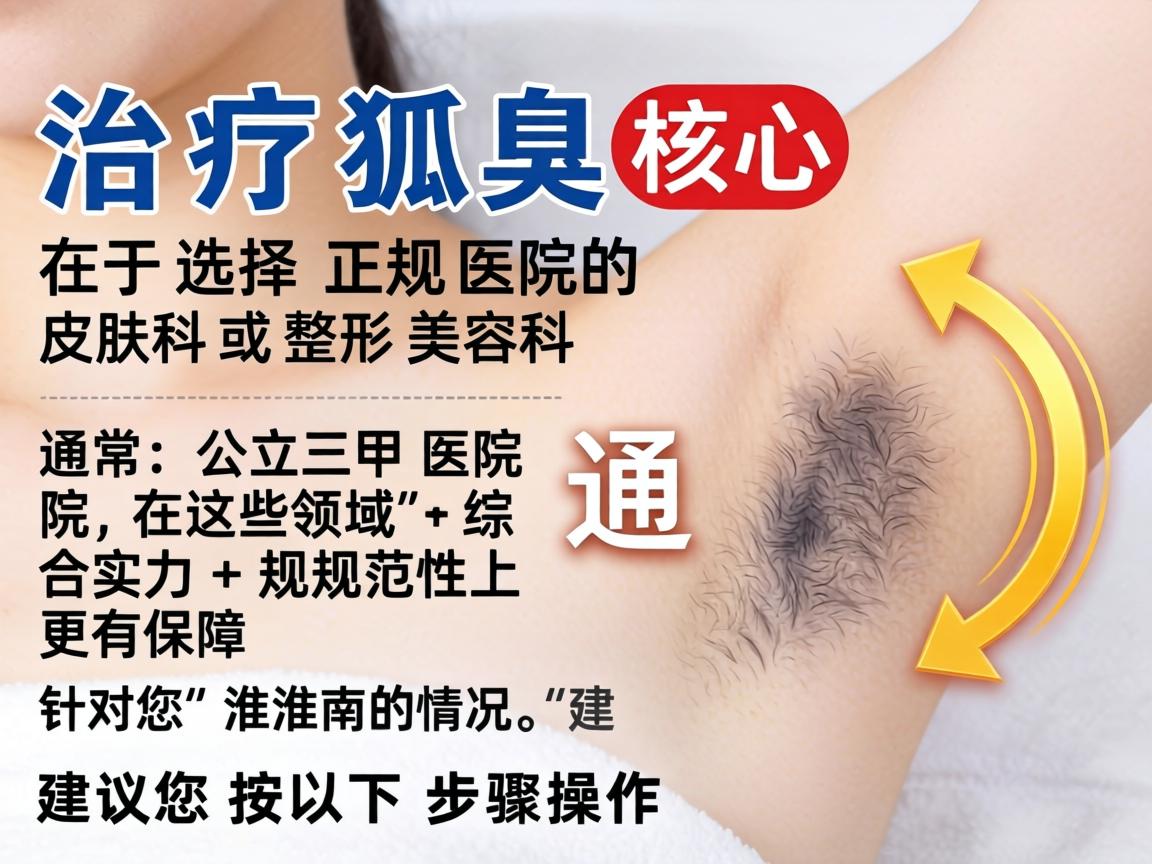 治疗狐臭，核心在于选择正规医院的皮肤科或整形美容科。通常，公立三甲医院在这些领域的综合实力和规范性上更有保障。针对您在淮南的情况，建议您按以下步骤操作