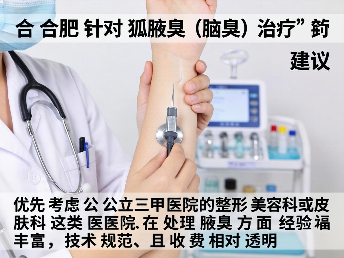 在合肥,针对狐臭(腋臭)的治疗,建议优先考虑公立三甲医院的整形美容科或皮肤科。这类医院在处理腋臭方面经验丰富,技术规范,且收费相对透明 在合肥,针对狐臭(腋臭)的治疗,建议优先考虑公立三甲医院的整形美容科或皮肤科。这类医院在处理腋臭方面经验丰富,技术规范,且收费相对透明