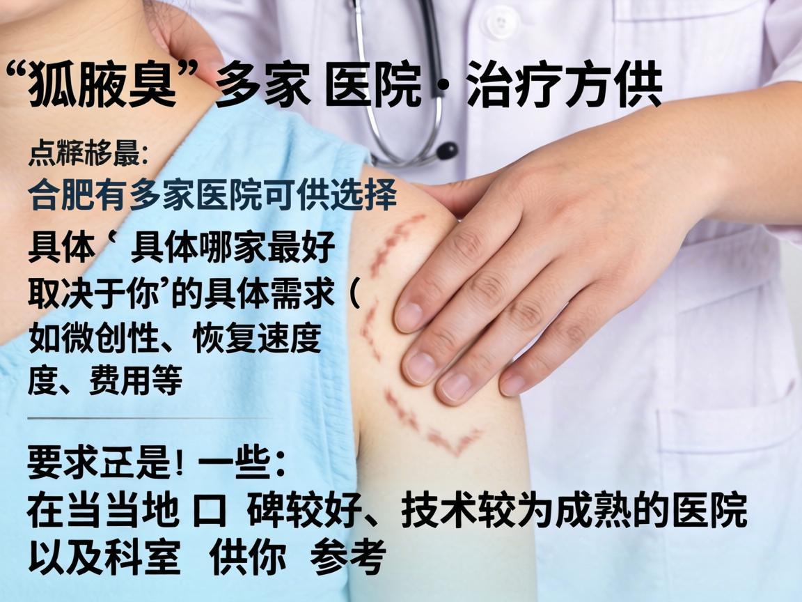 在腋臭（狐臭）治疗方面，合肥有多家医院可供选择，具体哪家最好取决于你的具体需求（如微创性、恢复速度、费用等）以下是一些在当地口碑较好、技术较为成熟的医院及科室供你参考