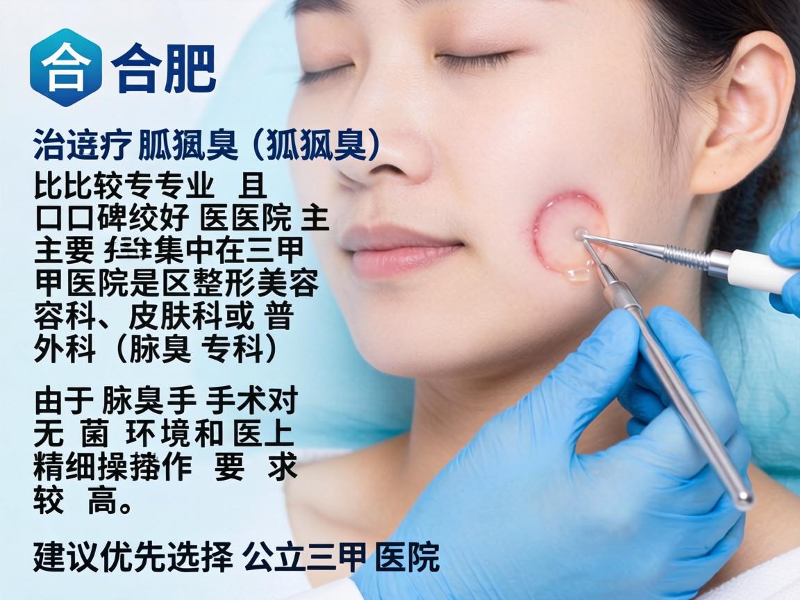 在合肥，治疗腋臭（狐臭）比较专业且口碑较好的医院主要集中在三甲医院的整形美容科、皮肤科或普外科（腋臭专科）由于腋臭手术对无菌环境和医生精细操作要求较高，建议优先选择公立三甲医院