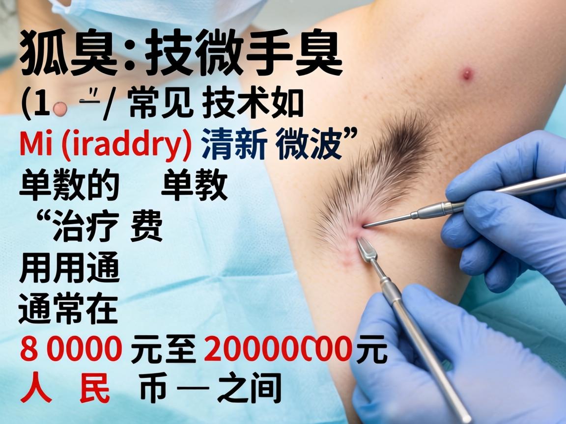 狐臭微波手术(常见技术如 Miradry 清新微波)的单次治疗费用通常在 8000元至20000元人民币 之间 狐臭微波手术(常见技术如 Miradry 清新微波)的单次治疗费用通常在 8000元至20000元人民币 之间
