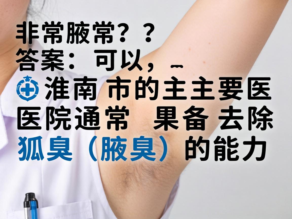 这是一个非常具体且实际的问题。答案是,可以,淮南市的主要医院通常具备去除狐臭(腋臭)的能力 这是一个非常具体且实际的问题。答案是,可以,淮南市的主要医院通常具备去除狐臭(腋臭)的能力