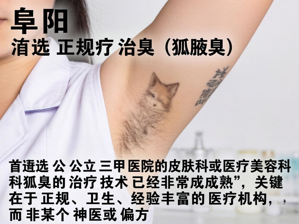 在阜阳，治疗狐臭（腋臭）首选正规公立三甲医院的皮肤科或医疗美容科。狐臭的治疗技术已经非常成熟，关键在于正规、卫生、经验丰富的医疗机构，而非某个神医或偏方