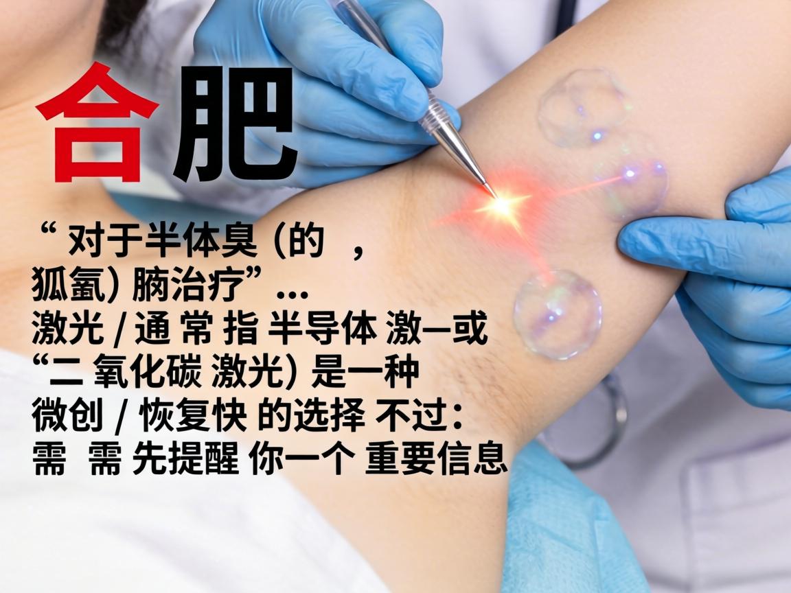 在合肥，对于腋臭（狐臭）的治疗，激光（通常指半导体激光或二氧化碳激光）是一种微创、恢复快的选择。不过，需要先提醒你一个重要信息