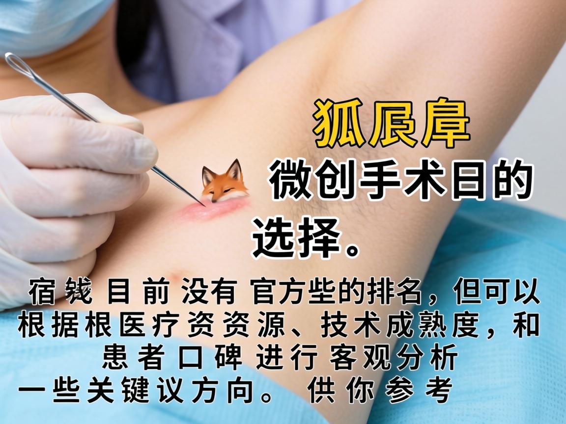 针对宿州地区狐臭微创手术的选择，目前没有官方的排名，但可以根据医疗资源、技术成熟度和患者口碑进行客观分析。以下是一些关键建议和方向，供你参考