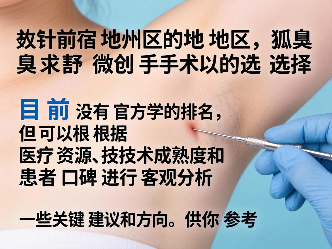 针对宿州地区狐臭微创手术的选择，目前没有官方的排名，但可以根据医疗资源、技术成熟度和患者口碑进行客观分析。以下是一些关键建议和方向，供你参考