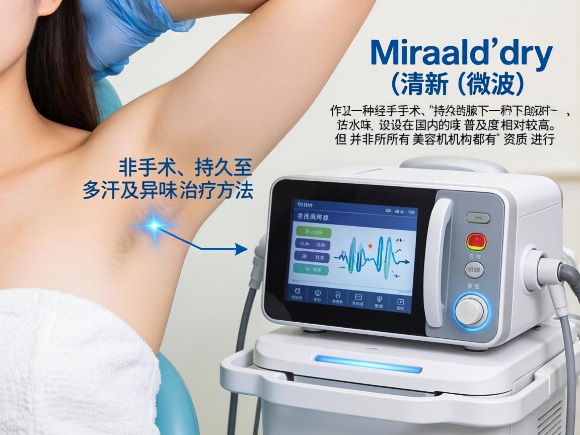 Miradry(清新微波)作为一种非手术、持久的腋下多汗及异味治疗方法,其设备在国内的普及度相对较高,但并非所有美容机构都有资质进行 Miradry(清新微波)作为一种非手术、持久的腋下多汗及异味治疗方法,其设备在国内的普及度相对较高,但并非所有美容机构都有资质进行