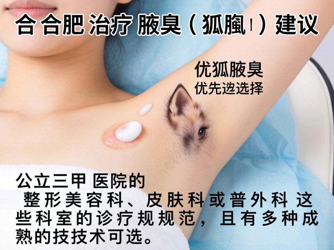在合肥治疗腋臭(狐臭)建议优先选择公立三甲医院的整形美容科、皮肤科或普外科。这些科室的诊疗规范,且有多种成熟的技术可选 在合肥治疗腋臭(狐臭)建议优先选择公立三甲医院的整形美容科、皮肤科或普外科。这些科室的诊疗规范,且有多种成熟的技术可选