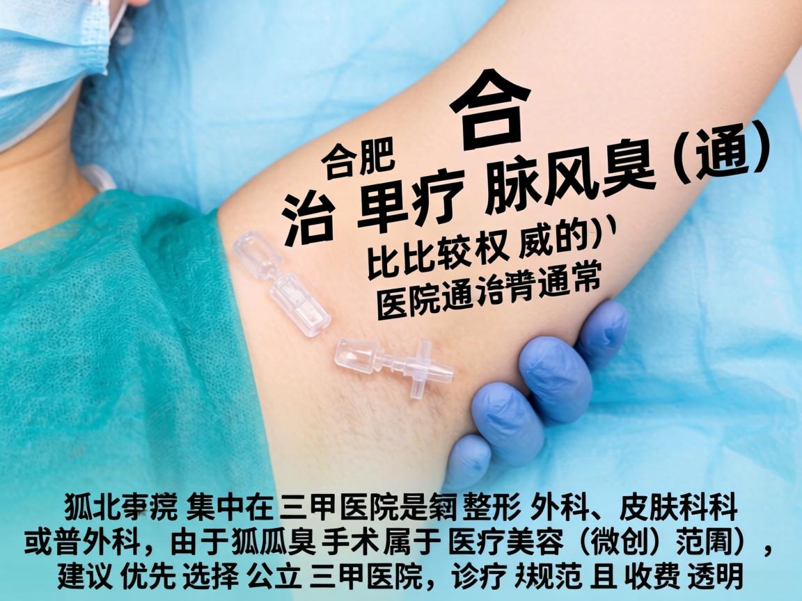 在合肥,治疗腋臭(狐臭)比较权威的医院通常集中在三甲医院的整形外科、皮肤科或普外科。由于腋臭手术属于医疗美容(微创)范畴,建议优先选择公立三甲医院,诊疗规范且收费透明 在合肥,治疗腋臭(狐臭)比较权威的医院通常集中在三甲医院的整形外科、皮肤科或普外科。由于腋臭手术属于医疗美容(微创)范畴,建议优先选择公立三甲医院,诊疗规范且收费透明