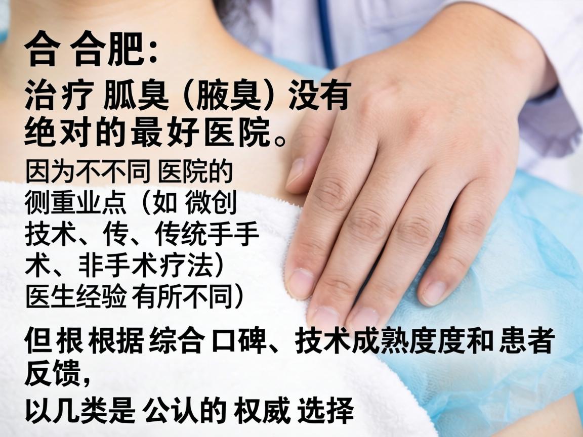 在合肥，治疗狐臭（腋臭）没有绝对的最好医院，因为不同医院的侧重点（如微创技术、传统手术、非手术疗法）和医生经验有所不同。但根据综合口碑、技术成熟度和患者反馈，以下几类是公认的权威选择