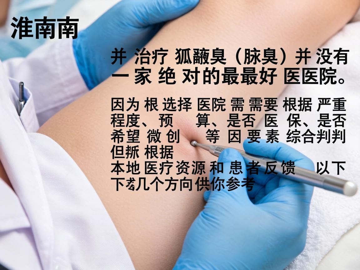 在淮南，治疗狐臭（腋臭）并没有一家绝对的最好医院，因为选择医院需要根据严重程度、预算、是否医保、是否希望微创等因素综合判断。但根据本地医疗资源和患者反馈，以下几个方向供你参考