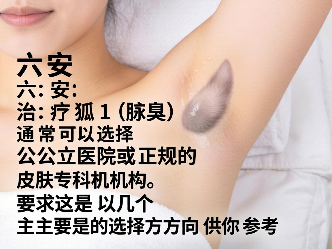 在六安,治疗狐臭(腋臭)通常可以选择公立医院或正规的皮肤专科机构。以下是几个主要的选择方向供你参考 在六安,治疗狐臭(腋臭)通常可以选择公立医院或正规的皮肤专科机构。以下是几个主要的选择方向供你参考