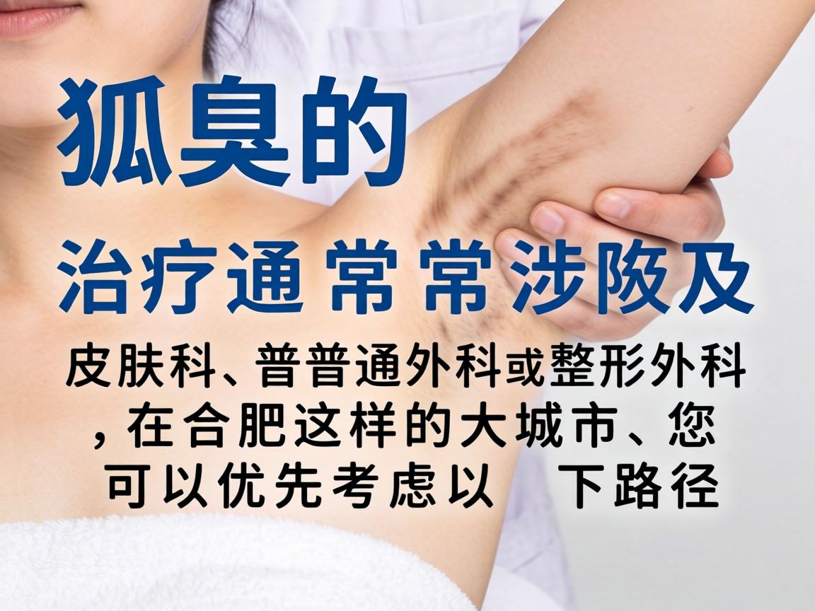狐臭的治疗通常涉及皮肤科、普通外科或整形外科。在合肥这样的大城市，您可以优先考虑以下路径