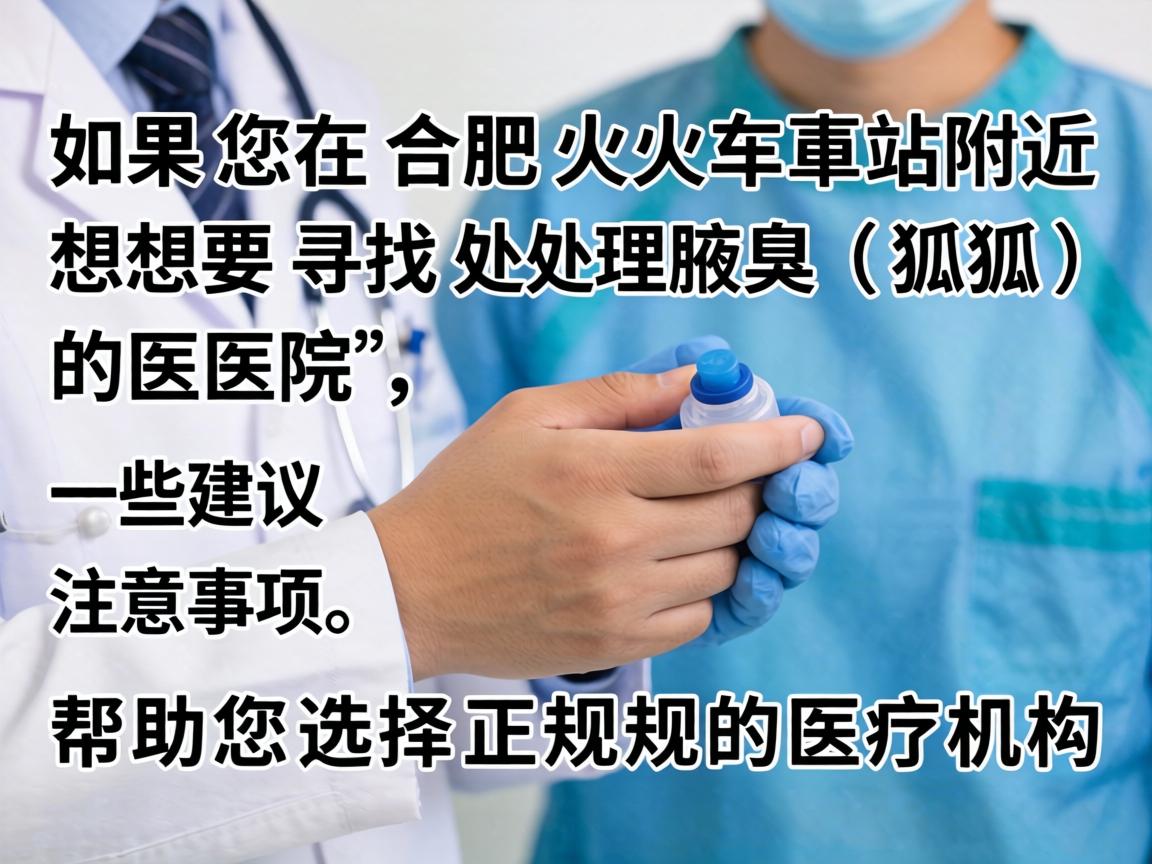 如果您在合肥火车站附近,想要寻找处理腋臭(狐臭)的医院,以下是一些建议和注意事项,帮助您选择正规的医疗机构 如果您在合肥火车站附近,想要寻找处理腋臭(狐臭)的医院,以下是一些建议和注意事项,帮助您选择正规的医疗机构